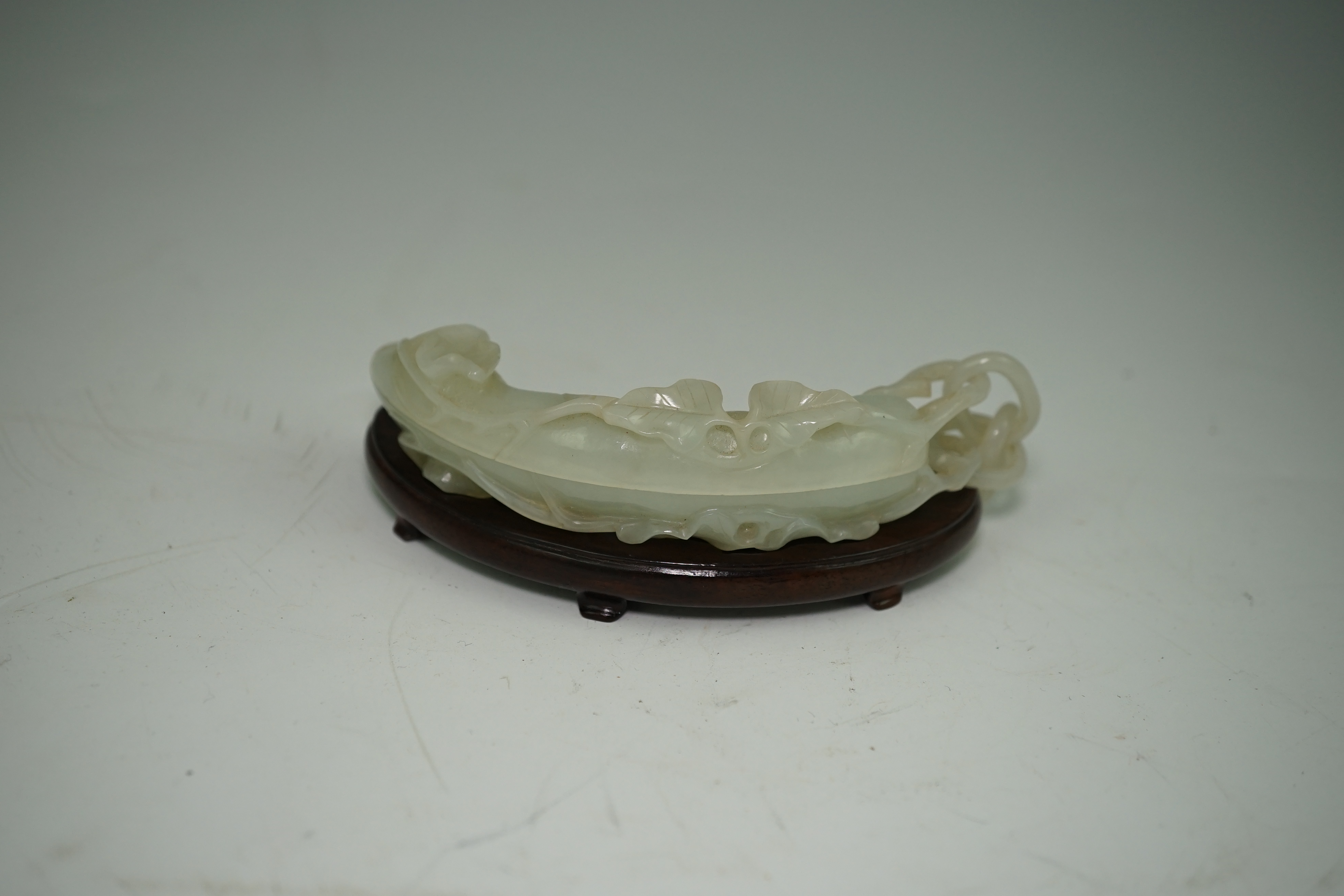 An unusual Chinese white jade ‘bean pod’ box and cover, 18th-19th century